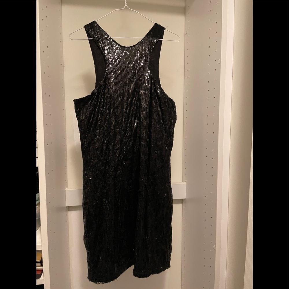 Black Sequin Midi Party Dress